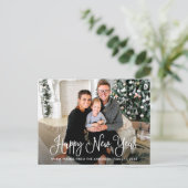 Moderne online kalligrafie Happy Nieuwjaarsfoto Briefkaart (Staand voorkant)