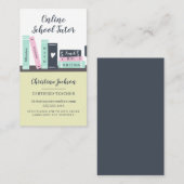 Moderne online schoolleraar leuke boeken illustrat visitekaartje (Voorkant / Achterkant)