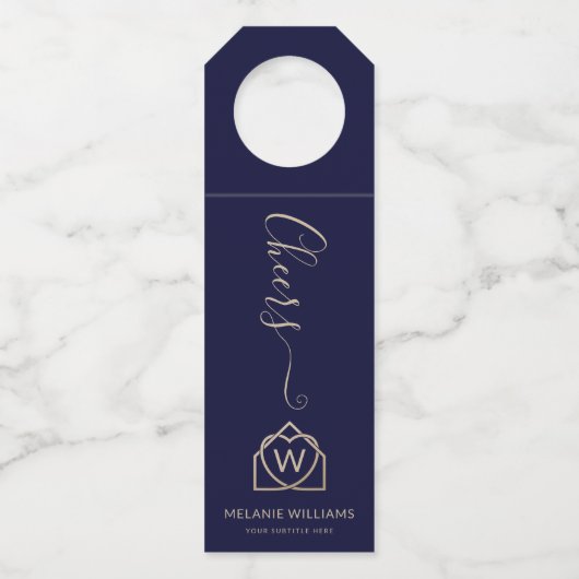 Moderne onroerend goed promotionele makelaar Logo Flessenhanger (Achterkant)