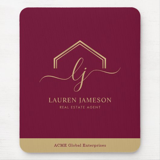 Moderne onroerend goed promotionele makelaar Logo Muismat (Voorkant)