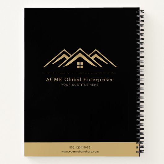 Moderne onroerend goed promotionele makelaar Logo Notitieboek (Achterkant)