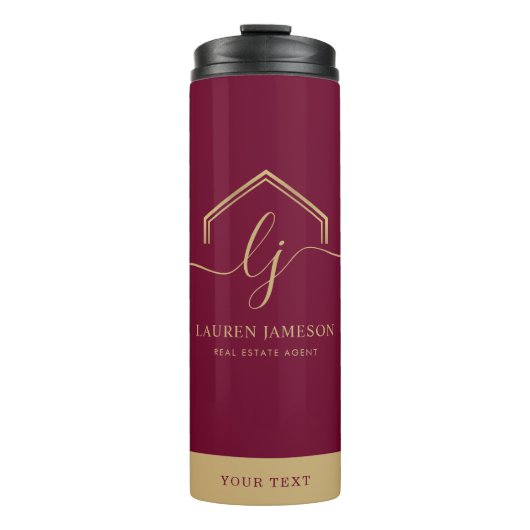 Moderne onroerend goed promotionele makelaar Logo Thermosbeker (Voorkant)