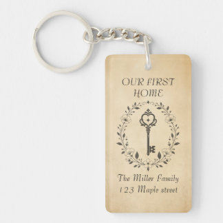 Moderne "ONS EERSTE THUIS" aangepaste adres acryle Sleutelhanger
