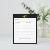 Moderne ontvangst met zwart-wit en gouden monogram (Staand voorkant)