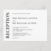 Moderne ontvangst van monogram zwart-witbruiloft informatiekaartje (Voorkant)