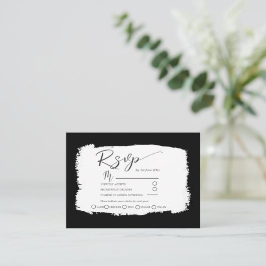 Moderne ontvangst van zwarte en witte bruiloft - G Informatiekaartje (Staand voorkant)