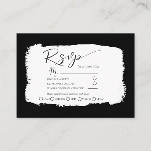 Moderne ontvangst van zwarte en witte bruiloft - G Informatiekaartje (Voorkant)
