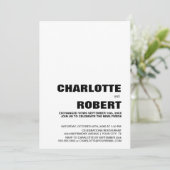 Moderne Ontvangst Zwarte Witte Bruiloft Kaart (Staand voorkant)