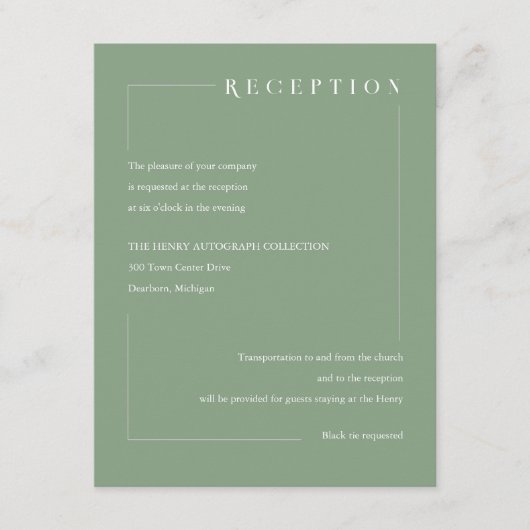 Moderne ontvangstkaart, initialen informatiekaartje (Voorkant)