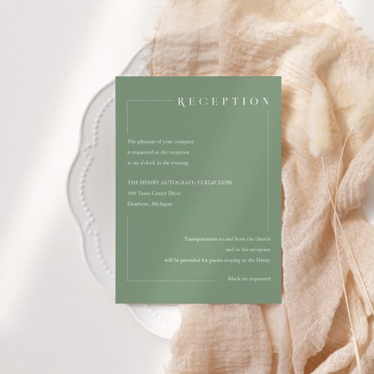 Moderne ontvangstkaart, initialen informatiekaartje