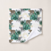 Moderne ontwerp van luipaard en tropische bladeren bad handdoek (Wasdoekje)