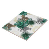 Moderne ontwerp van luipaard en tropische bladeren tegeltje (Zijkant)