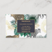 Moderne ontwerp van luipaard en tropische bladeren visitekaartje (Achterkant)