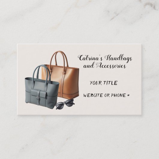 Moderne ontwerper handtas accessoires visitekaartj visitekaartje (Voorkant)