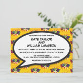 Moderne Ontwerper Liefde Pret Comic Bruiloft Kaart (Staand voorkant)