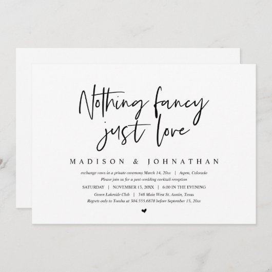 Moderne ontwikkeling, niets Fancy, gewoon liefde Kaart (Voorkant / Achterkant)
