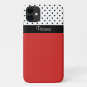 Moderne Oogvisch Catching Red, White & Black Polka Case-Mate iPhone Case (Achterkant)