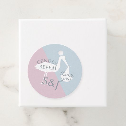 Moderne ooievaar Geslacht Onthullen Party Dank u Bedankjes Labels (In situ)