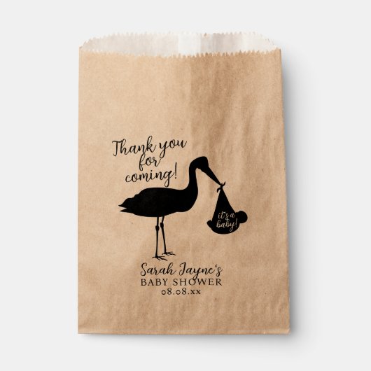 Moderne Ooievaar Levering Dank u Baby shower Bedankzakje (Voorkant)