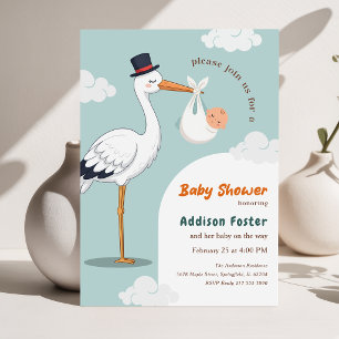 Moderne Ooievaar Speciale Levering Jongen Baby Bor Kaart