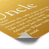 Moderne Oom Funcle Definitie Gouden Glitter Glam Poster (Hoek)