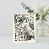 "Moderne oorlogvoering", inkttekening Briefkaart (Staand voorkant)