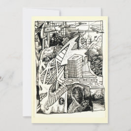 "Moderne oorlogvoering", inkttekening vlakke Kaart