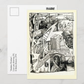 "Moderne oorlogvoering", inkttekening vlakke Kaart (Voorkant / Achterkant)