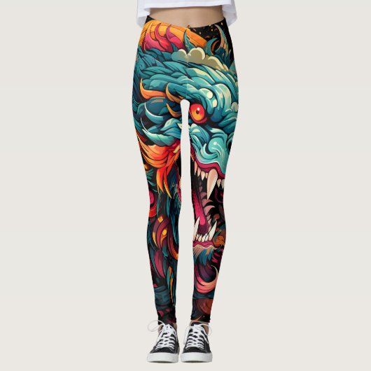 Moderne oosterse draak Majesteit Leggings (Voorkant)