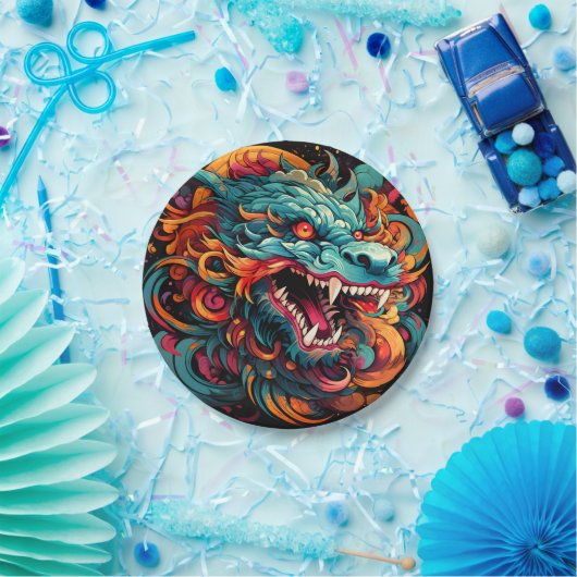 Moderne oosterse draak Majesteit Papieren Bordje (Feest)