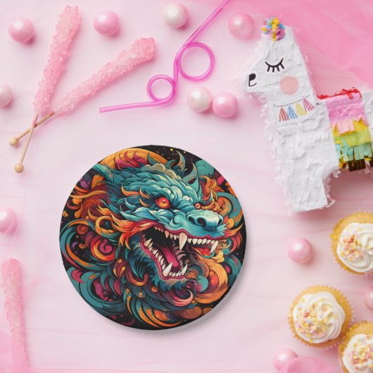 Moderne oosterse draak Majesteit Papieren Bordje (Feest)