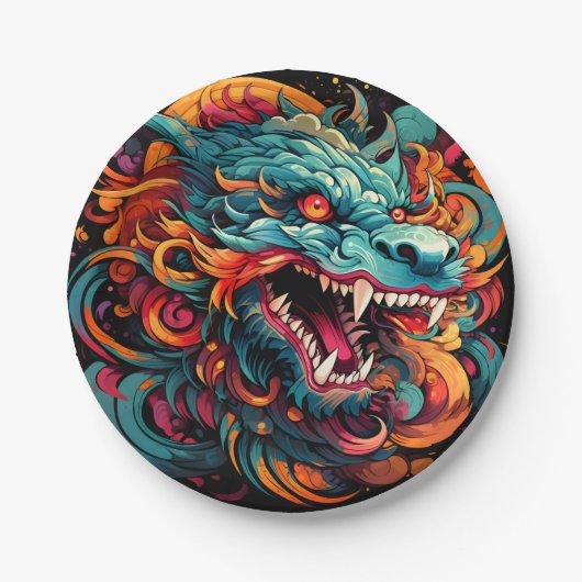 Moderne oosterse draak Majesteit Papieren Bordje (Voorkant)