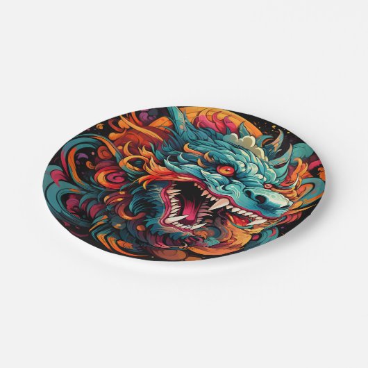 Moderne oosterse draak Majesteit Papieren Bordje (Gekanteld)
