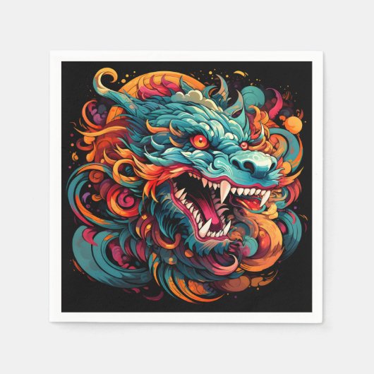 Moderne oosterse draak Majesteit Servet (Voorkant)