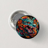 Moderne Oosterse Drakenpracht Ronde Button 3,2 Cm (Voorkant /achterkant)