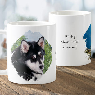 Moderne op maat gemaakte 2 foto penseelstreek hond koffiemok