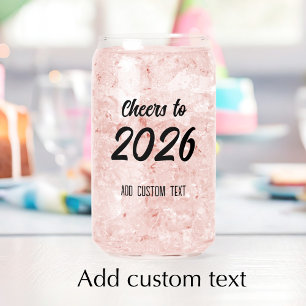 Moderne op maat gemaakte feestelijke Cheers 2026 N Blikvorm Glas