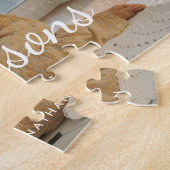 Moderne op maat gemaakte foto familie naam script legpuzzel (Zijkant)