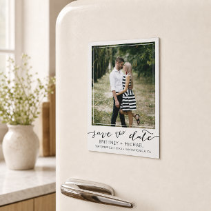 Moderne op maat gemaakte foto Save the Date Wit