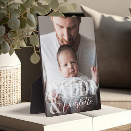 Moderne op maat gemaakte foto van papa en baby naa fotoplaat