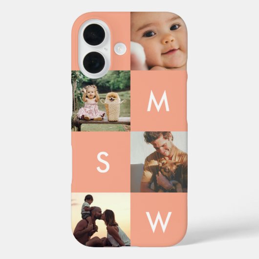 Moderne op maat gemaakte fotocollage-monogram | Ro Case-Mate iPhone Case (Achterkant)