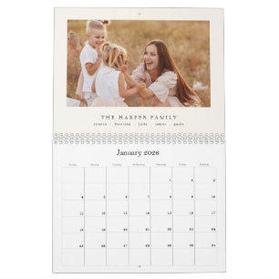 Moderne op maat gemaakte gezinsnaam fotoagenda 202 kalender