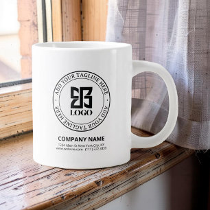 Moderne op maat gemaakte logo kleine onderneming p grote koffiekop