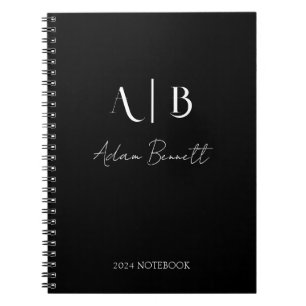 Moderne op maat gemaakte monogram initiaal naam Zw Notitieboek