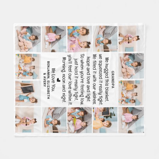 Moderne Opa Custom Multi Foto Grootouders Fleece Deken (Voorkant (Horizontaal))