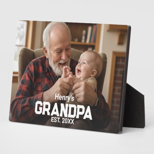 Moderne Opa Opgericht Naam Jaar Foto Fotoplaat (Zijkant)