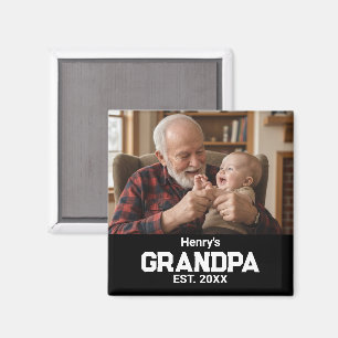 Moderne Opa Opgericht Naam Jaar Foto Zwart Magneet