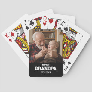 Moderne Opa Opgericht Naam Jaar Foto Zwart Pokerkaarten