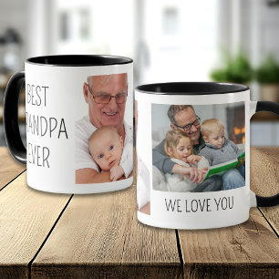 Moderne Opa We Love You Zwart Wit 2 Foto Mok