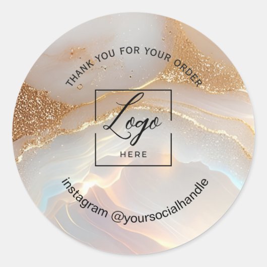 Moderne opaal aangepaste logo naam wit bedankt ronde sticker (Voorkant)